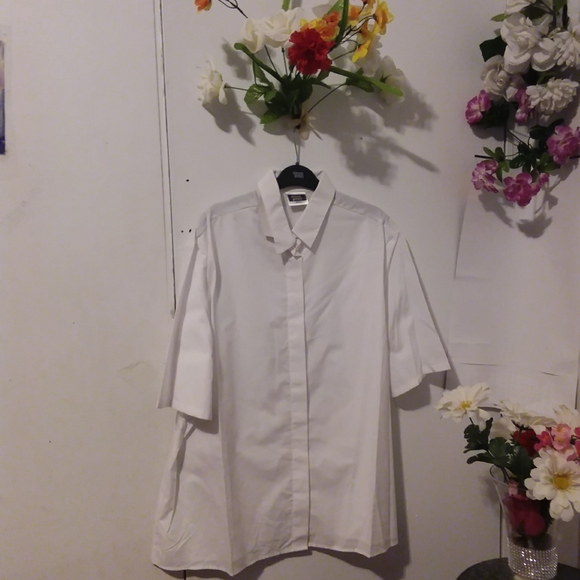 1 ADORABLE  SIMON JERSEY BUTTON DOWN SHIRT SIZE 24 ($40) (COLOR WHITE) - Picture 2 of 3